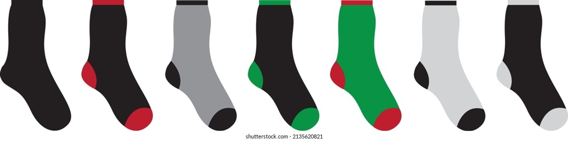 calcetines de color vectorial sobre un fondo gris en la línea