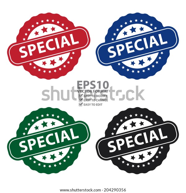 Vector Colorful Special Icon Badge Label: เวกเตอร์สต็อก (ปลอดค่า ...