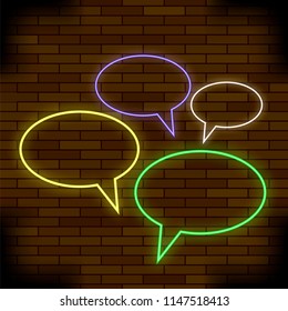 Vector Colorful Speech Bubbles on Red Brick Background