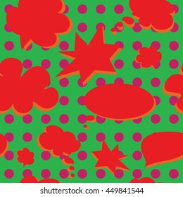 Vector Colorful Speech Bubbles Pattern. Colored Stickers Seamless Background