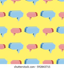 Vector Colorful Speech Bubbles Seamless Pattern on Yellow Background