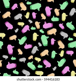 Vector Colorful Speech Bubbles Seamless Pattern on Black Background