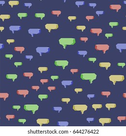 Vector Colorful Speech Bubbles Seamless Pattern on Blue Background