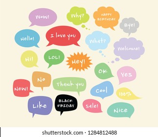 Vector colorful speech bubbles set with text