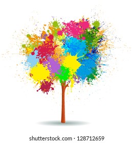 Vector colorful splashes tree