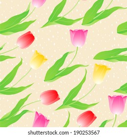 Vector colorful spring tulips seamless pattern