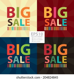 Vector : Colorful Square Big Sale Poster, Banner, Leaflet, Brochure or Handbill Isolated on White Background