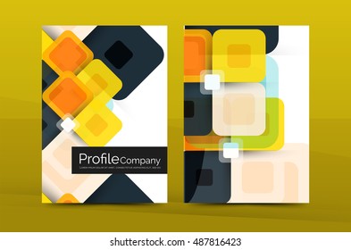 Vector colorful square business annual report cover, brochure template