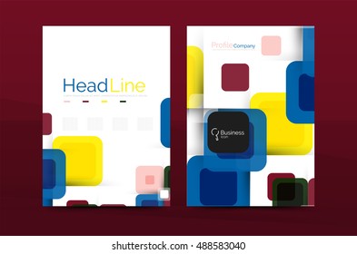 Vector colorful square business annual report cover, brochure template
