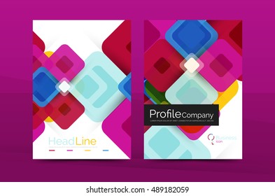 Vector colorful square business annual report cover, brochure template