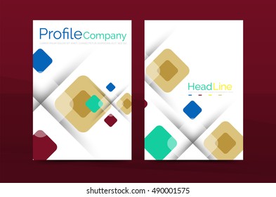 Vector colorful square business annual report cover, brochure template