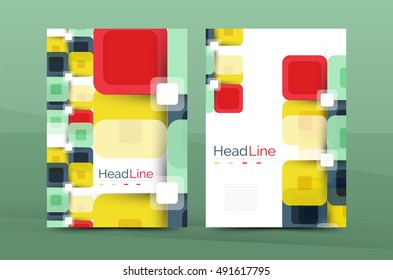 Vector colorful square business annual report cover, brochure template
