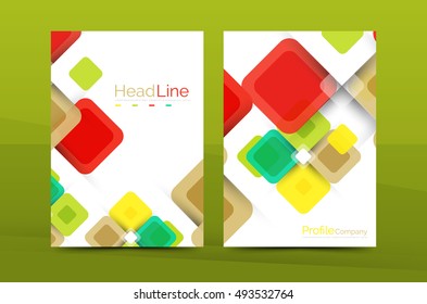 Vector colorful square business annual report cover, brochure template