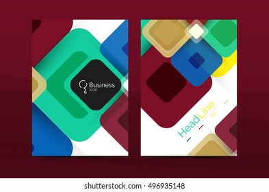Vector colorful square business annual report cover, brochure template