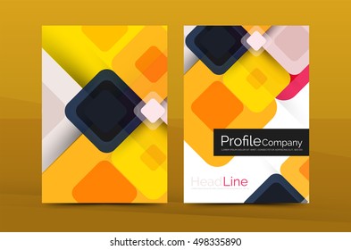 Vector colorful square business annual report cover, brochure template