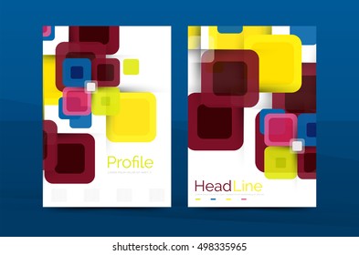 Vector colorful square business annual report cover, brochure template