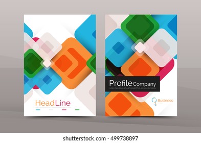 Vector colorful square business annual report cover, brochure template