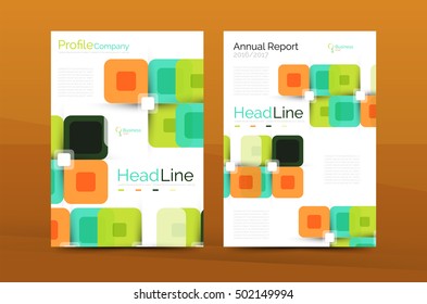 Vector colorful square business annual report cover, brochure template