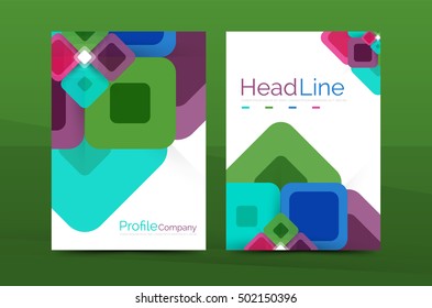 Vector colorful square business annual report cover, brochure template