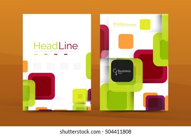 Vector colorful square business annual report cover, brochure template