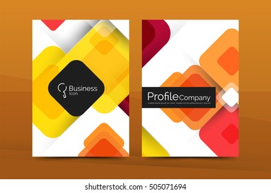 Vector colorful square business annual report cover, brochure template