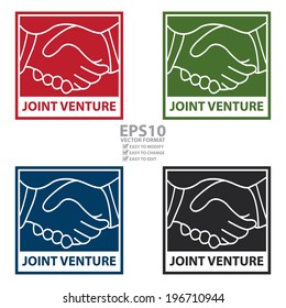 Vector : Colorful Square Joint Venture Icon, Sticker or Label Isolated on White Background