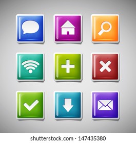 Vector colorful square soft plastic glossy icons collection