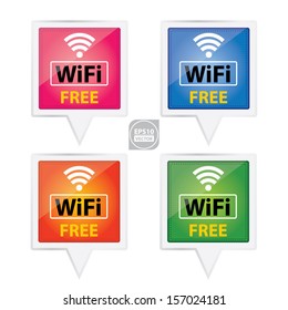 Vector: Colorful square wifi free icons for business or commercial use.