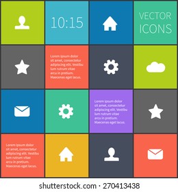 Vector colorful squared set of icons. Square with border.