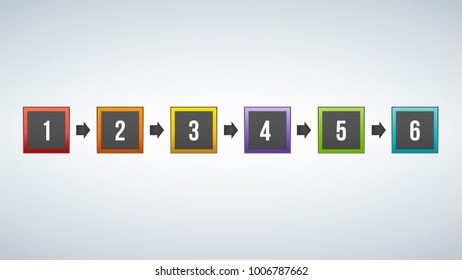 Vector colorful squares illustration infographic template with place for your content, six options.