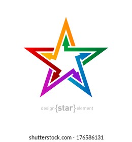 Vector colorful star with arrows, Abstract design element on white background. Corporate logotype template.