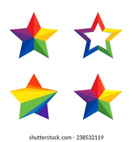 Vector colorful star logo set