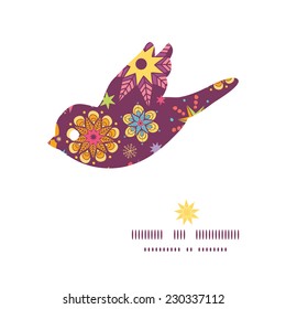 Vector colorful stars bird silhouette pattern frame