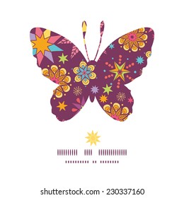 Vector colorful stars butterfly silhouette pattern frame