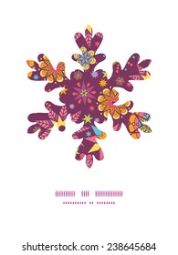Vector colorful stars Christmas snowflake silhouette pattern frame card template