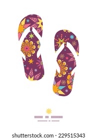 Vector colorful stars flip flops silhouettes pattern frame
