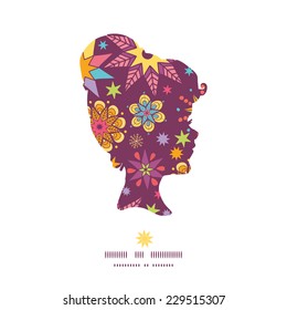 Vector colorful stars girl portrait silhouette pattern frame