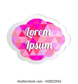 Vector colorful sticker with shadow and triangular pattern on a white background. Good for banner or label.