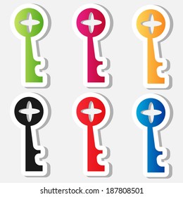 vector colorful stickers set in form of keys
