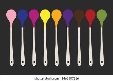Vector colorful stirring spoons icon design illustration