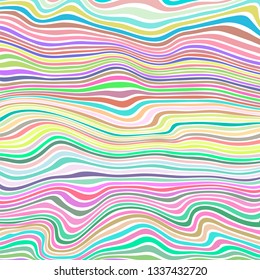 Vector Colorful Striped Pattern. Wavy Colored Ribbons on White Background. Curvy Lines Texture.