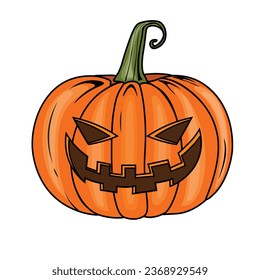 Vector Colorful Style Scary Smiling Halloween pumpkin Isolated on white background Black and White  pumpkin line illustration with creepy  face expressions Happy Halloween Trick or Treat 