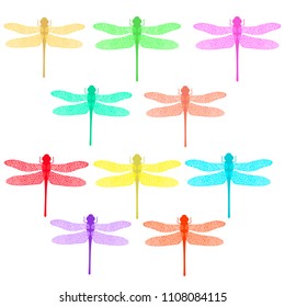 Vector Colorful Stylized Dragonfly Isolated on White Background. Insect Logo Design. Aeschna Viridis