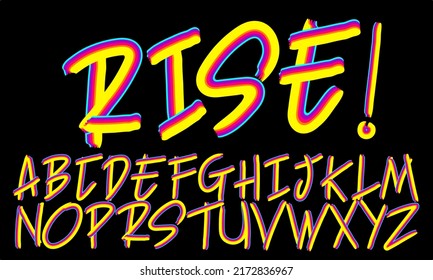 Vector of Colorful Stylized Font and Alphabet. Playful style font design.