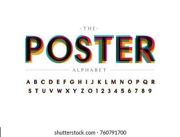 Vector of colorful stylized font and alphabet