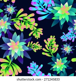 vector colorful succulents and cactus pattern. neon colors, allover composition, for fashion or web. 
trendy cactus. 