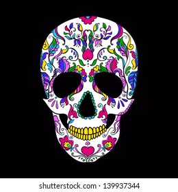 Vector colorful Sugar Skull. Day of the Dead