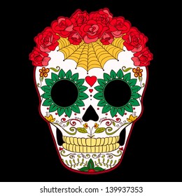 Vector colorful Sugar Skull. Day of the Dead