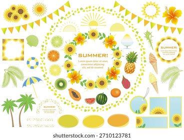 Vector Colorful Summer Graphic Elements Set Isolated On A White Background.