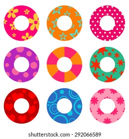 Vector colorful swim ring icon set